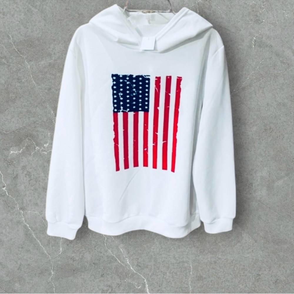 NWOT Big Kids American Flag Hoodie